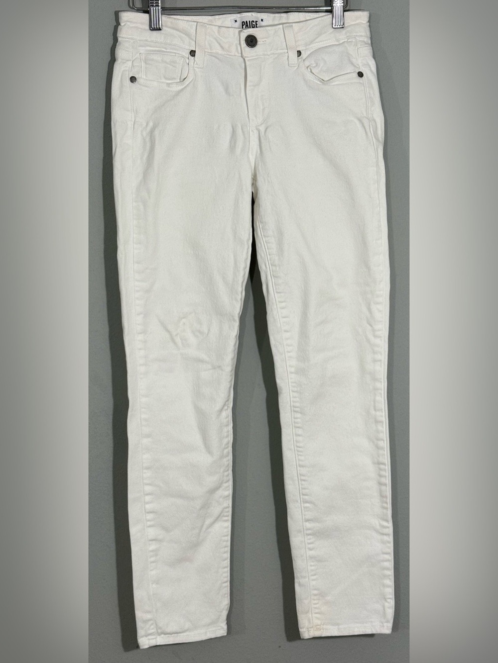 PAIGE Skyline Ankle Peg Jeans Women’s 28 Optic White Skinny Stretch Denim